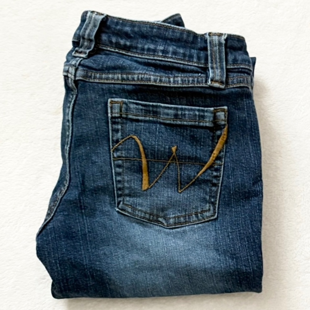Low rise navy blue flare jeans